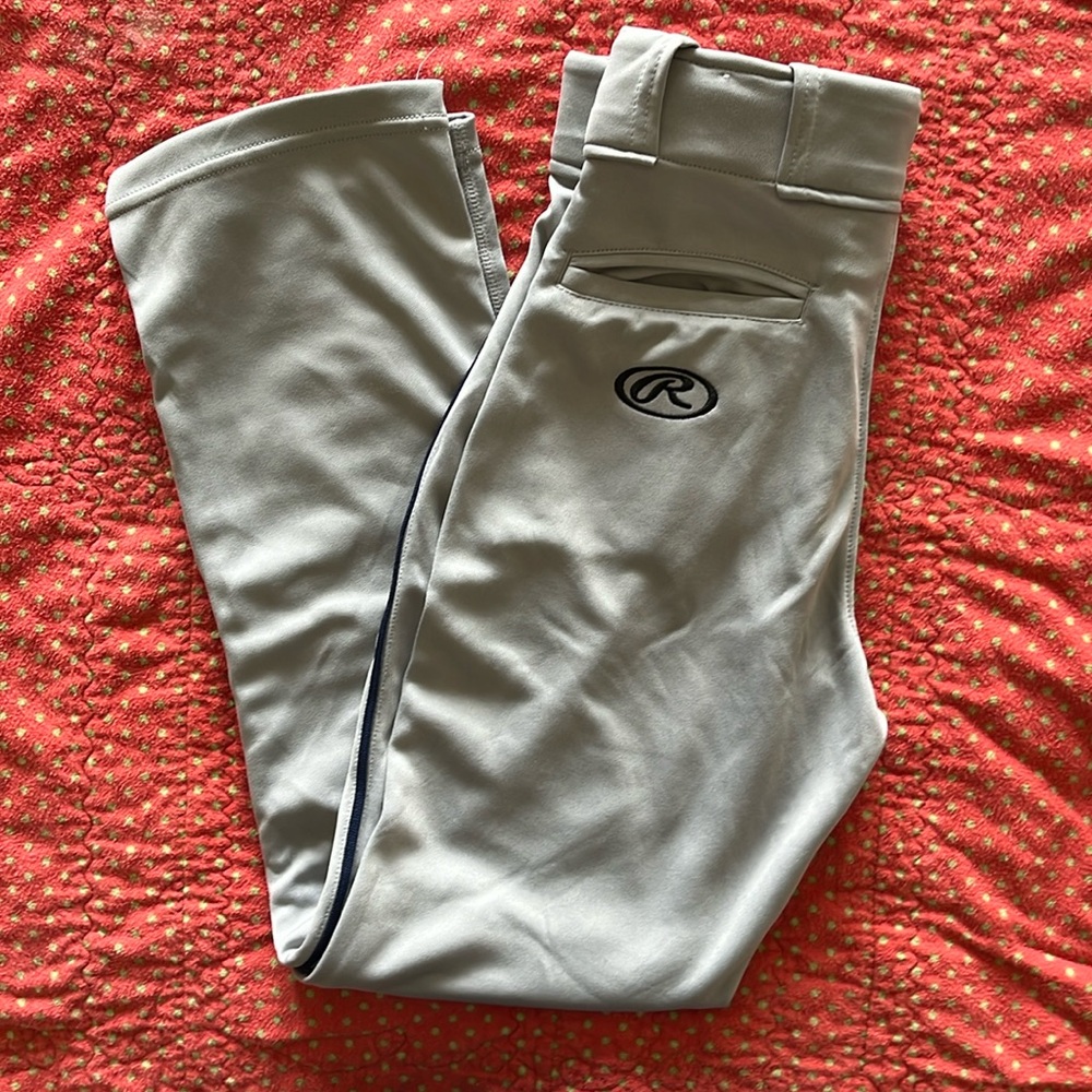 Rawlings Gray/Navy piping baseball pants youth (size M; excellent condition)
